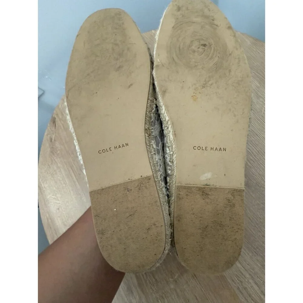 Cole Haan Cream Lace Embroidered Palermo‎ Beige Espadrilles Size 9.5 Bohemain
